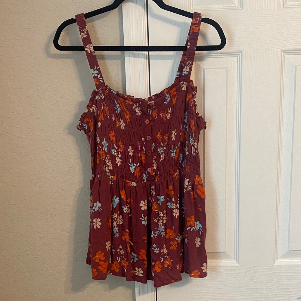 Torrid Burgundy Floral Tank Top